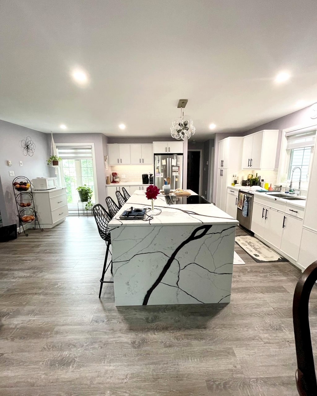 Hand-finished quartz countertop in residential kitchen