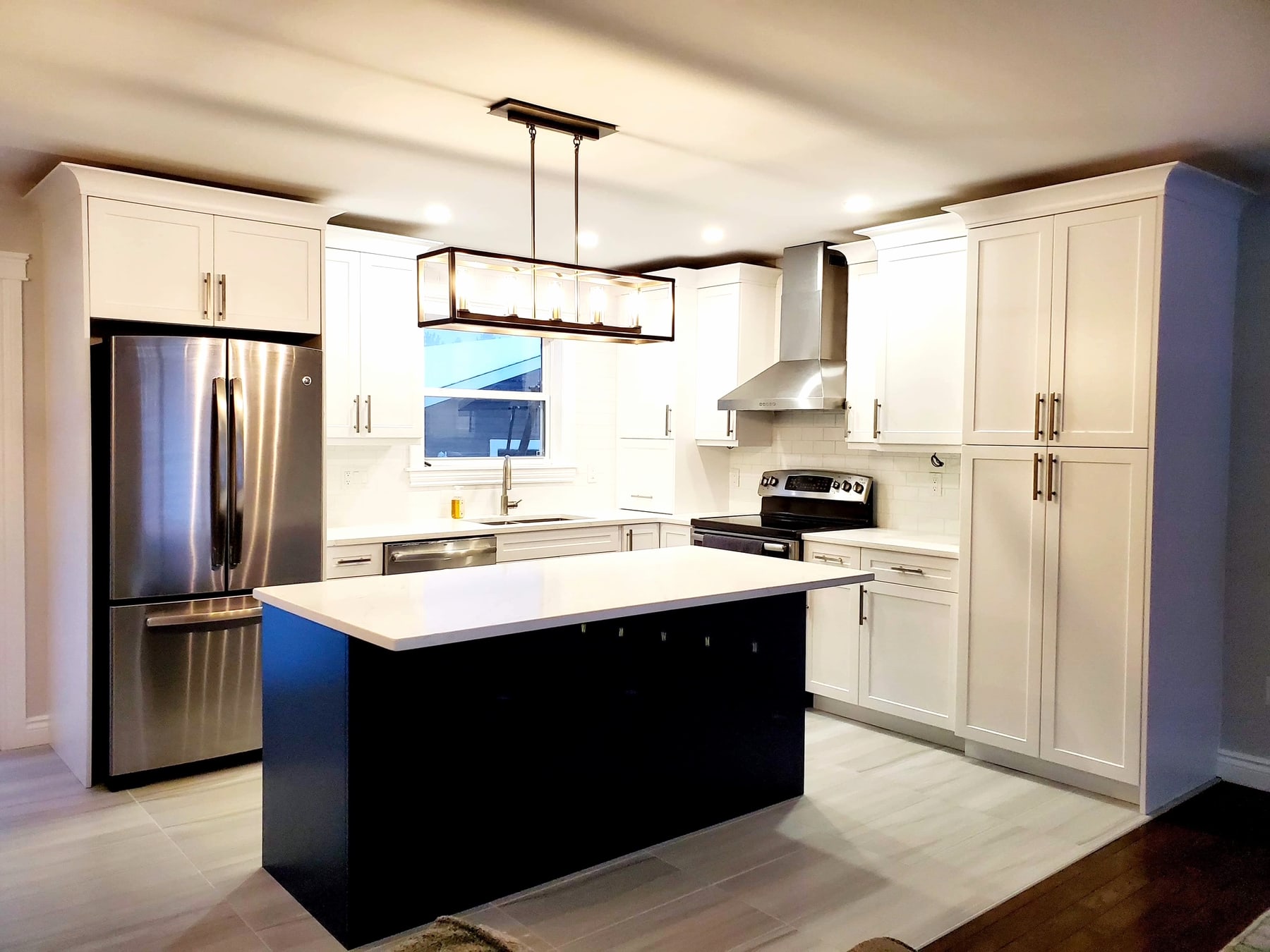 Quartz waterfall edge countertop install