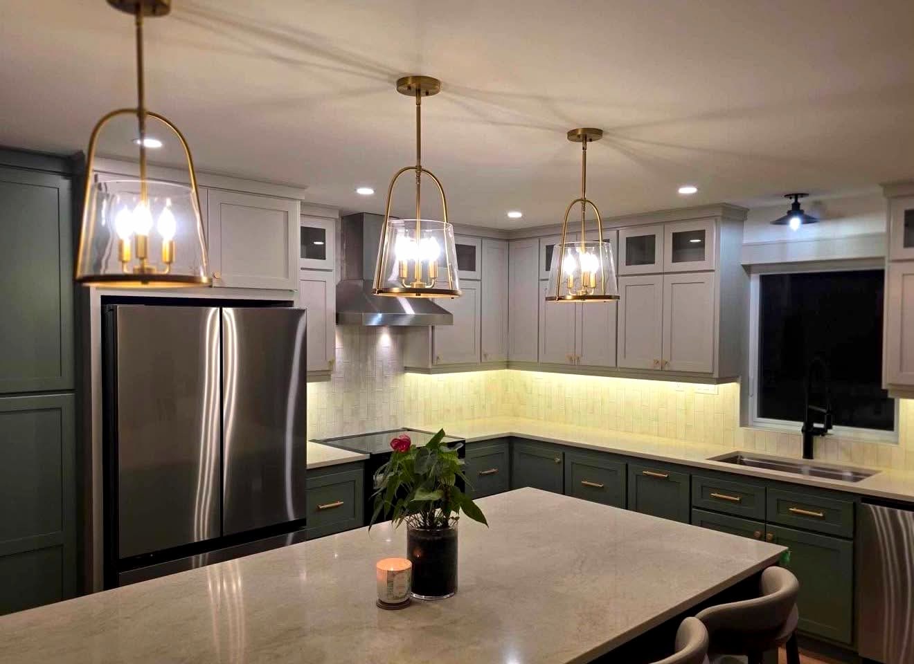 Polished quartz kitchen surface, direct-from-fabricator